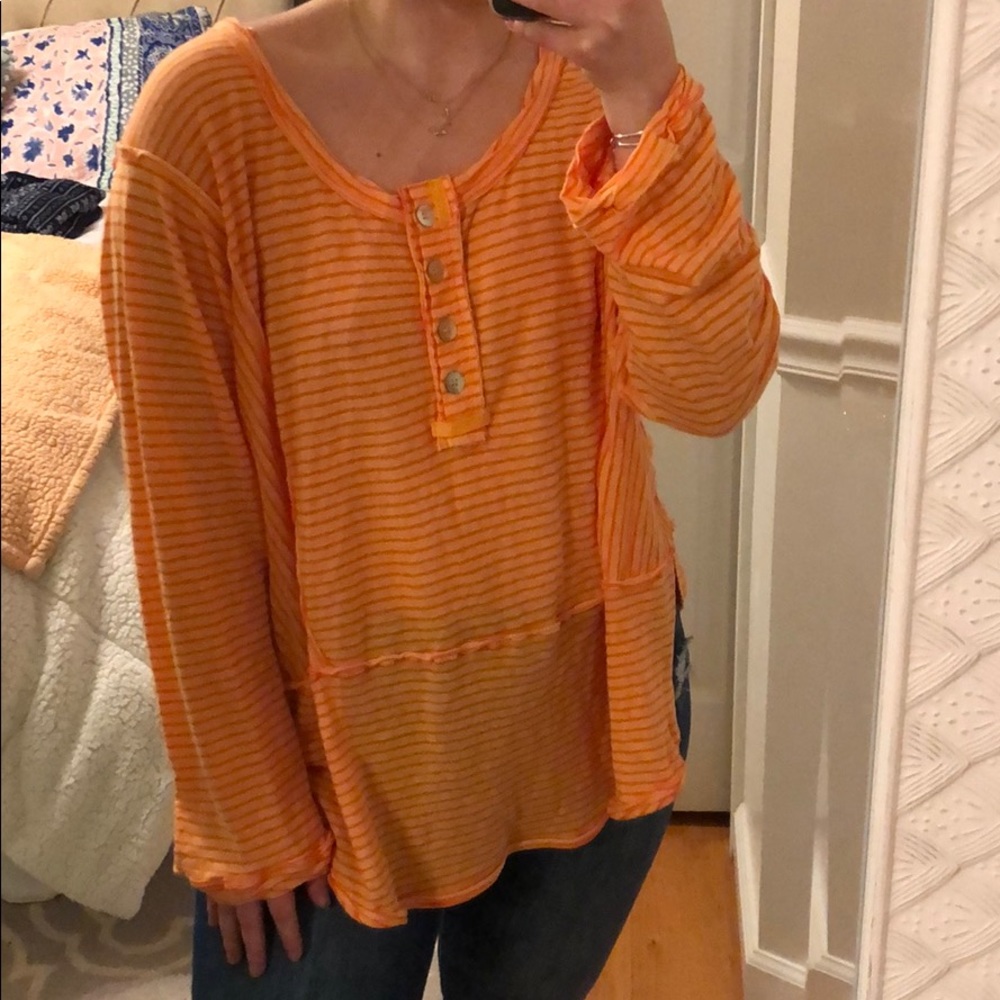Free people striped button top